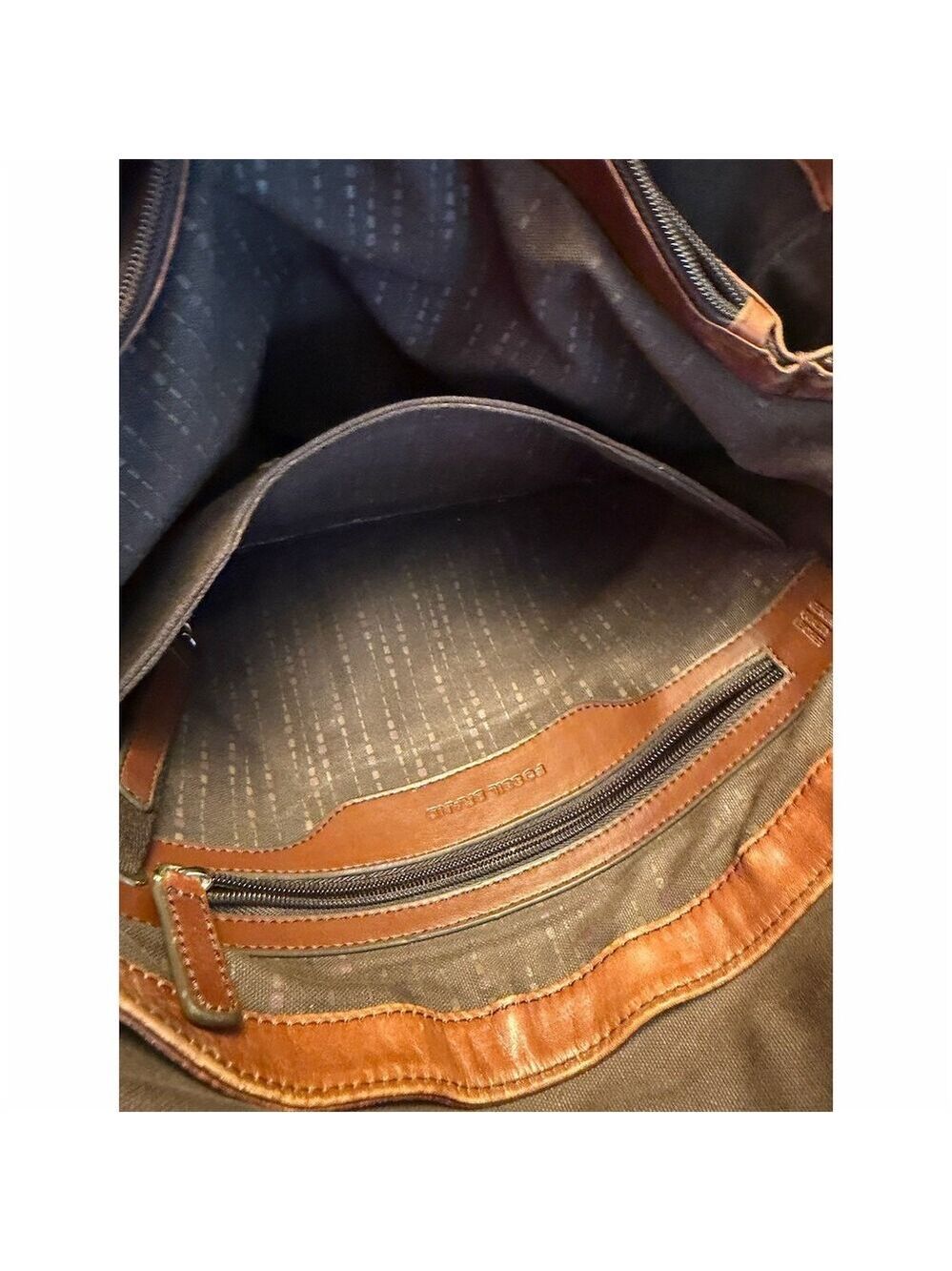 Fossil Messenger Bag Mens Large Brown Crossbody Shoulder Laptop Briefcase - Picture 10 of 14